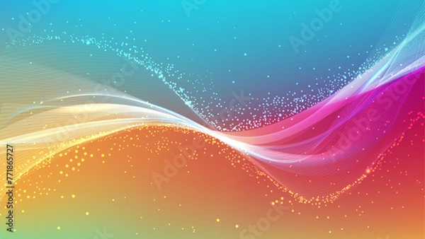 Fototapeta 	
Abstract particles wave Gradient blue and orange contrast colors. For vector art design with a web banner background	
