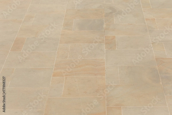 Obraz Beige warm light color floor tiles abstract mosaic pattern street road city texture background stone pavement paving