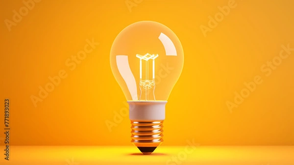 Fototapeta light bulb on yellow background
