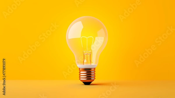 Fototapeta light bulb on yellow background