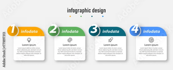 Fototapeta Business infographics template. timeline with 4 steps, options. can be used for workflow diagram, info chart, web design. vector illustration.