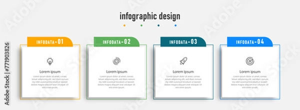 Fototapeta Business infographics template. timeline with 4 steps, options. can be used for workflow diagram, info chart, web design. vector illustration.