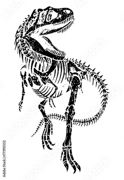Fototapeta Vector illustration in free traces of tyrannosaurus rex fossil.