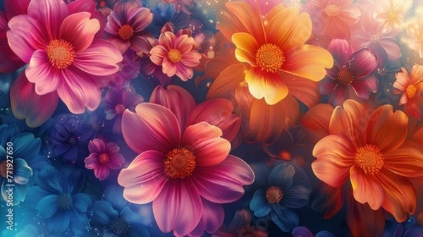 Fototapeta Abstract colorful background with beautiful flowers as wallpaper background illustration