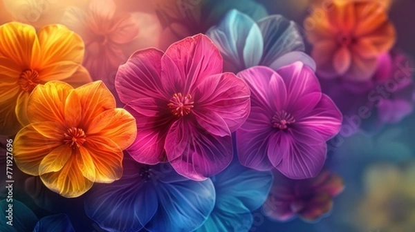 Fototapeta Abstract colorful background with beautiful flowers as wallpaper background illustration