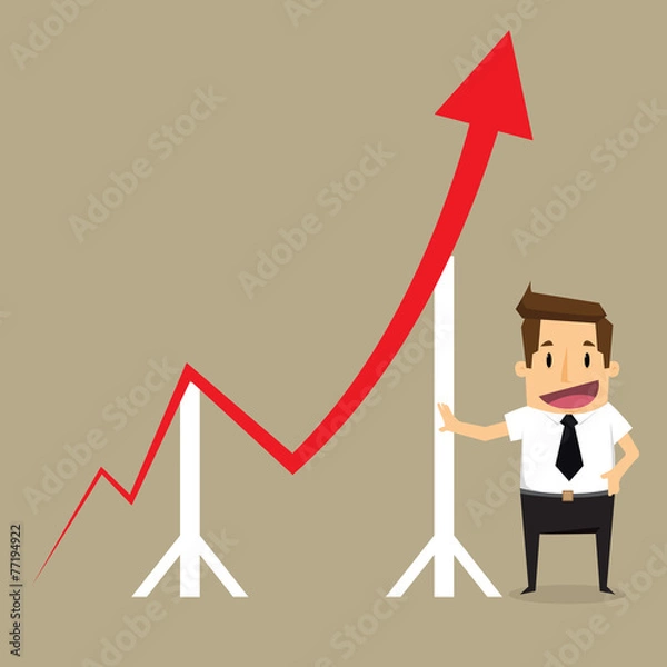 Fototapeta Concept of crisis problems with businessman that helps statistic