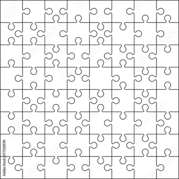 Obraz 64 Jigsaw puzzle blank template or cutting guidelines : 8*8