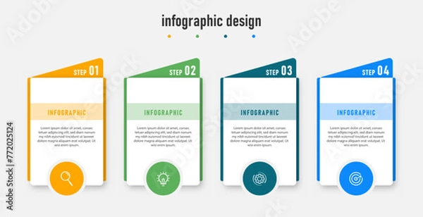 Fototapeta Business infographics template. timeline with 4 steps, options. can be used for workflow diagram, info chart, web design. vector illustration.
