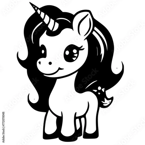 Obraz Charming Unicorn Illustration: Adorable Depiction of a Mythical Creature