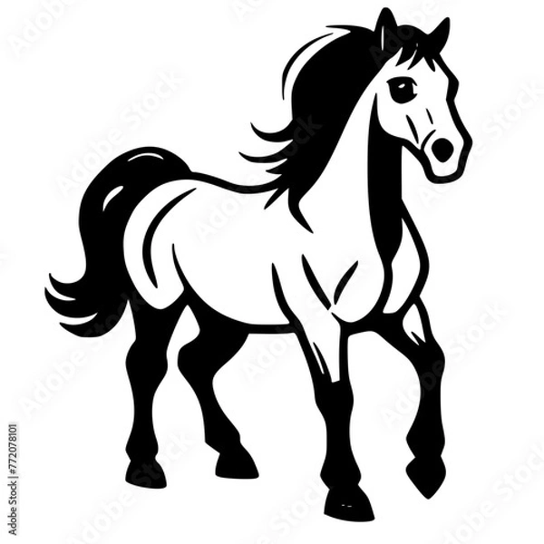 Obraz Strong black and white horse symbol, horse logo