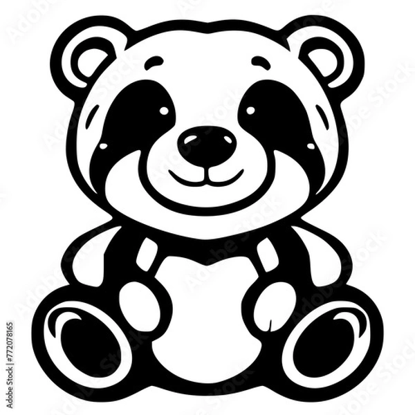 Obraz Bear Silhouette: Charming Monochrome Icon of a Playful Creature