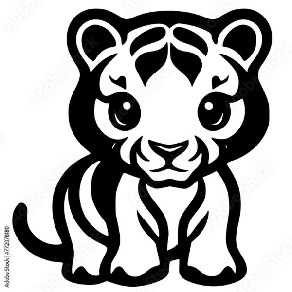Obraz Playful Cartoon Tiger Vector: Cheerful Illustration of a Lively Big Cat