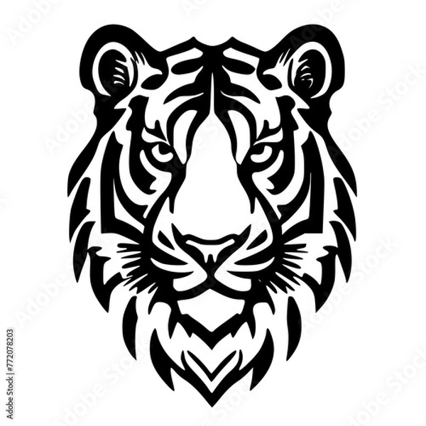 Obraz Majestic Tiger Portrait: Vector Graphic of Wildcat's Intense Gaze