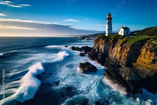 Obraz birds eye view of a deserted lighthouse