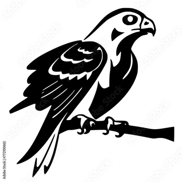 Obraz Sleek Falcon Logo: Striking Black and White Symbol of Speed and Precision