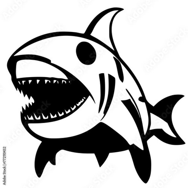 Obraz shark logo, black and white logo