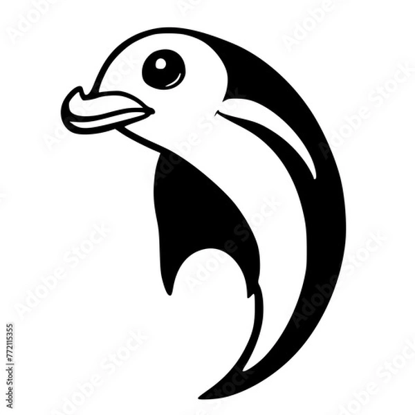 Obraz Graceful Dolphin Illustration: Majestic Marine Mammal Isolated on White Background