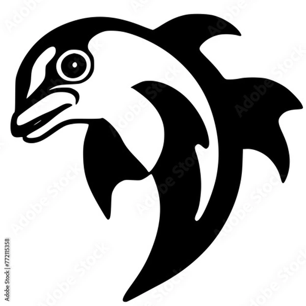 Obraz Sleek Dolphin Vector: Elegant Aquatic Creature Against a Clean White Canvas