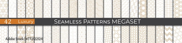 Obraz Luxury golden geometric pattern set. Subtle 80s line deco graphic. Retro golden pattern print.