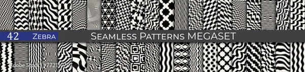 Obraz Cool vector zebra pattern set. Hipster minimal pattern collection.