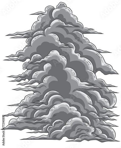 Fototapeta Illustration Hand Drawn Big Clouds on a Transparent Background