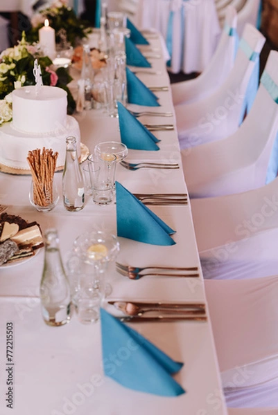 Fototapeta beutiful wedding reception table setting