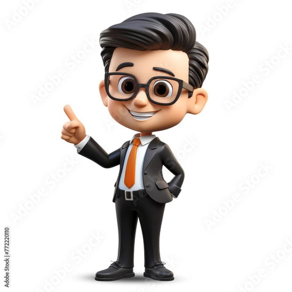 Obraz 3d cute young business man character
