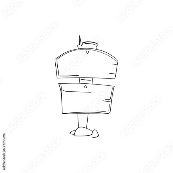 Obraz Hand drawn illustration of doodle wood road signs and arrows