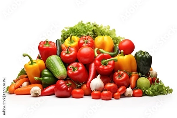 Obraz various fresh vegetables on a white background