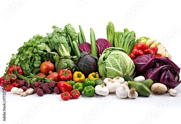 Obraz various fresh vegetables on a white background