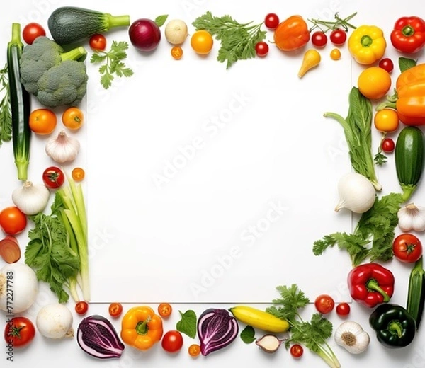 Obraz Vegetable-patterned frame with empty space in the middle for text