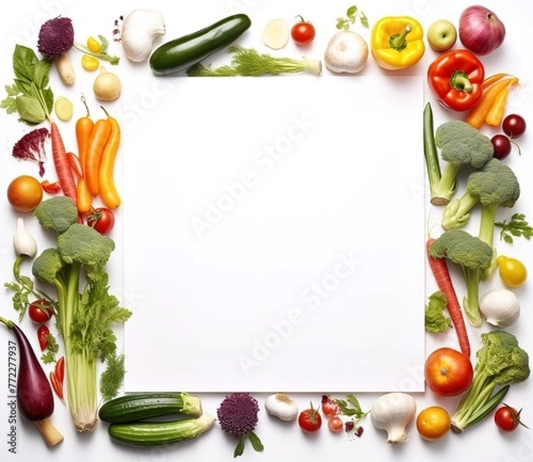 Obraz Vegetable-patterned frame with empty space in the middle for text