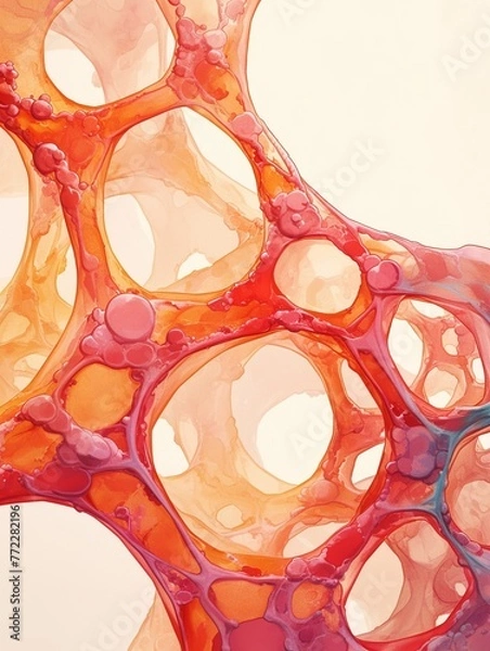 Obraz Liver cell renewal, progenitor cells visible, high magnification, scientific illustration