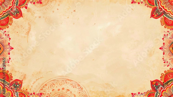 Obraz Vintage Background with colorful mandalas, Round indian pattern, muslim pattern on beige grunge background with copy space.