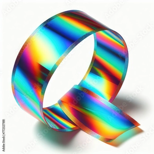 Fototapeta Bright holographic ribbon isolated on a white background