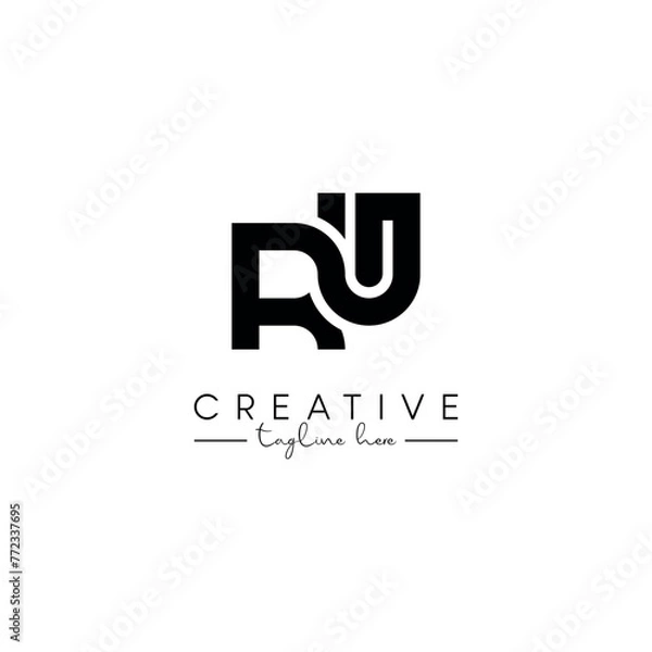 Fototapeta Creative unique letter RU UR initial based stylish artistic logo design