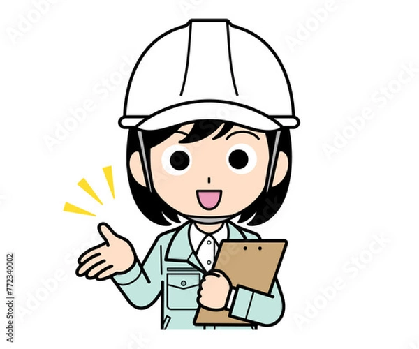 Obraz バインダーを持って説明する現場監督の女性