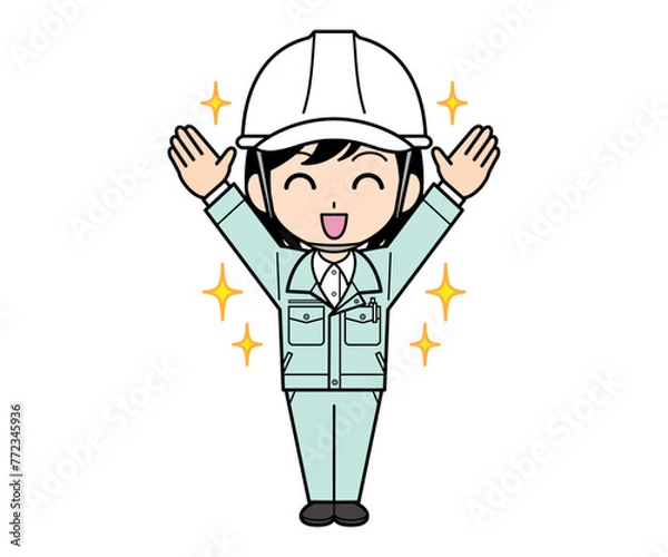 Obraz 喜んでいる現場監督の女性