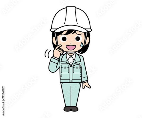 Obraz 動揺する現場監督の女性