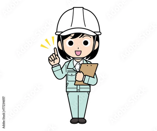 Obraz バインダーを持って指さしする現場監督の女性
