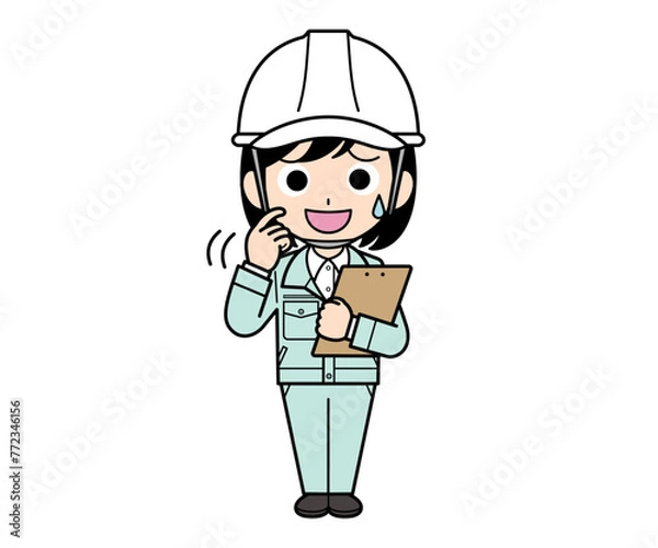 Obraz バインダーを持って動揺する現場監督の女性