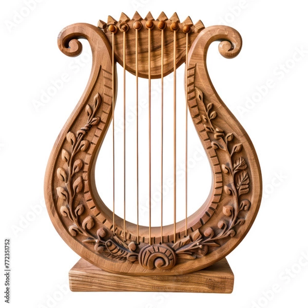 Fototapeta Lyre of Greek Art objsect iolate on transparent png.
