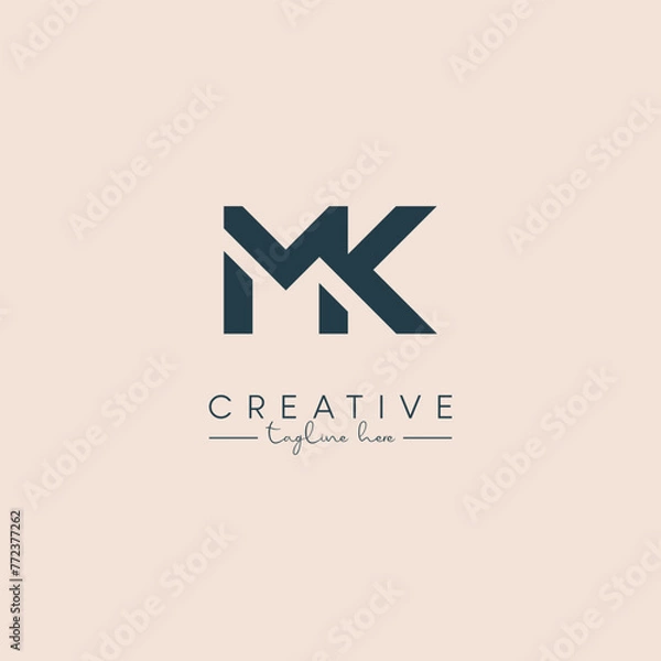 Obraz Creative unique letter MK KM initial based stylish business logo design.