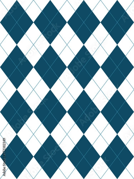 Fototapeta Argyle pattern. Blue with thin  line. Seamless geometric background for fabric, textile, men's clothing, wrapping paper. Backdrop for Little Gentleman party invite card