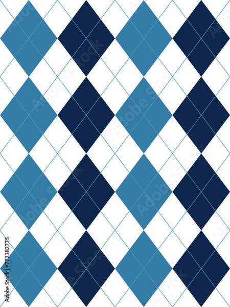 Fototapeta Argyle pattern. Blue with thin  line. Seamless geometric background for fabric, textile, men's clothing, wrapping paper. Backdrop for Little Gentleman party invite card