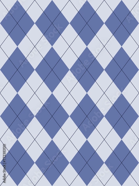 Fototapeta Argyle pattern. Blue with thin  line. Seamless geometric background for fabric, textile, men's clothing, wrapping paper. Backdrop for Little Gentleman party invite card