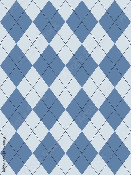 Fototapeta Argyle pattern. Blue with thin  line. Seamless geometric background for fabric, textile, men's clothing, wrapping paper. Backdrop for Little Gentleman party invite card