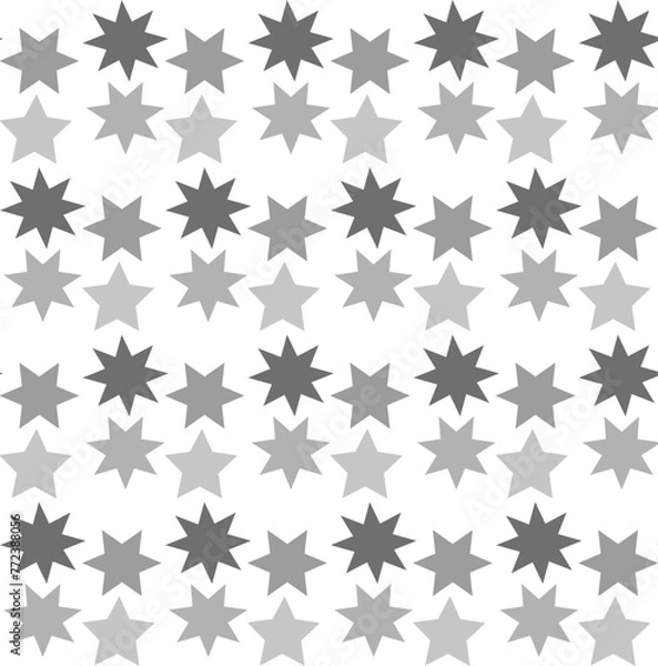 Fototapeta Seamless monochrome pattern in the form of gray stars on a white background