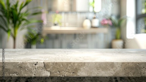Fototapeta Stone table top with copy space. Bathroom background