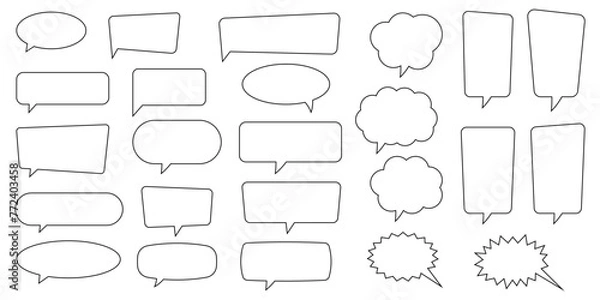 Fototapeta Speech bubble, speech balloon, chat bubble line art vector icon for apps and websites.